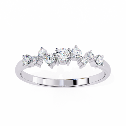 Cluster Diamond Ring White Gold