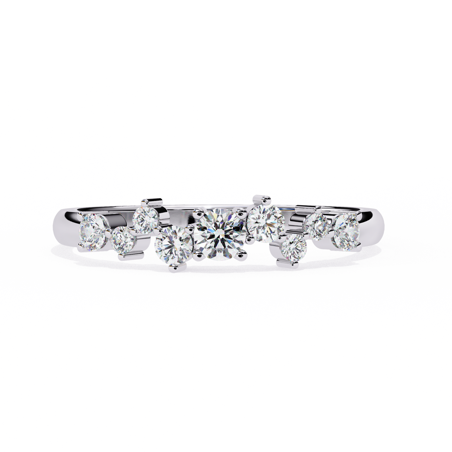Cluster Diamond Ring White Gold