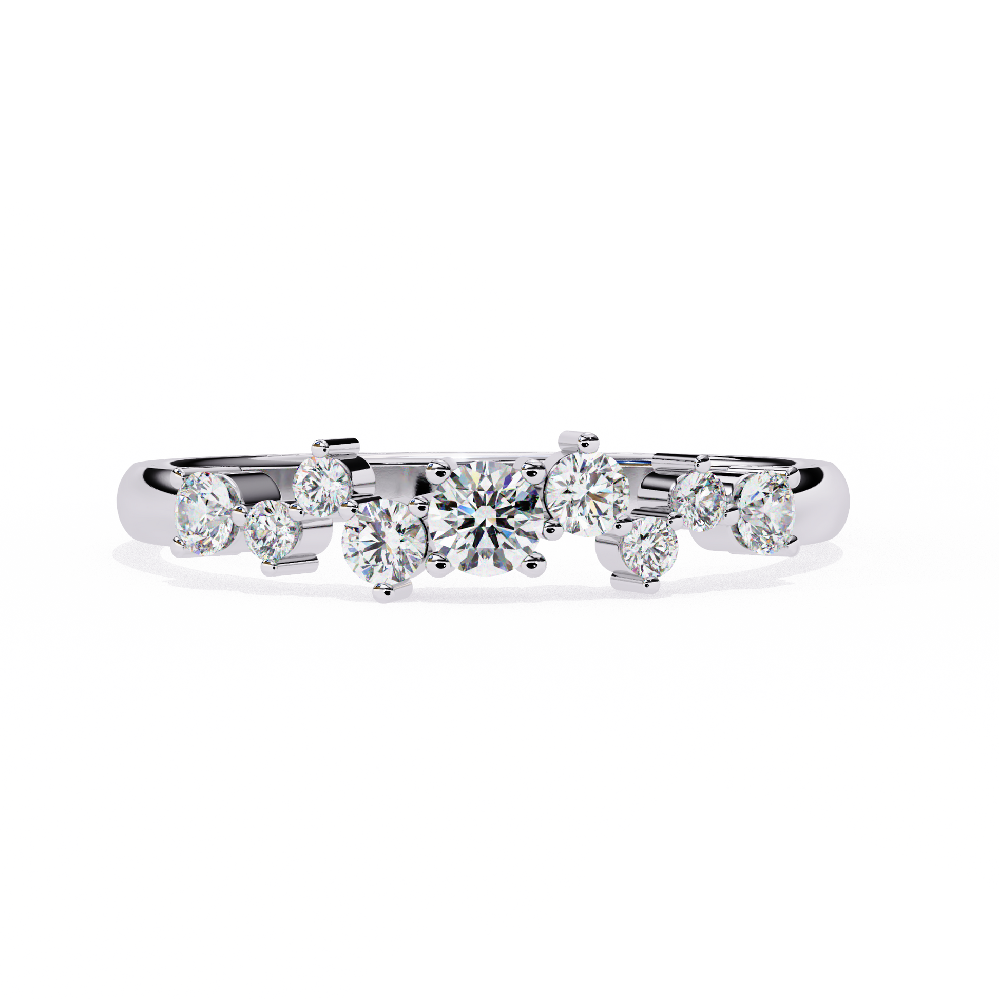 Cluster Diamond Ring White Gold