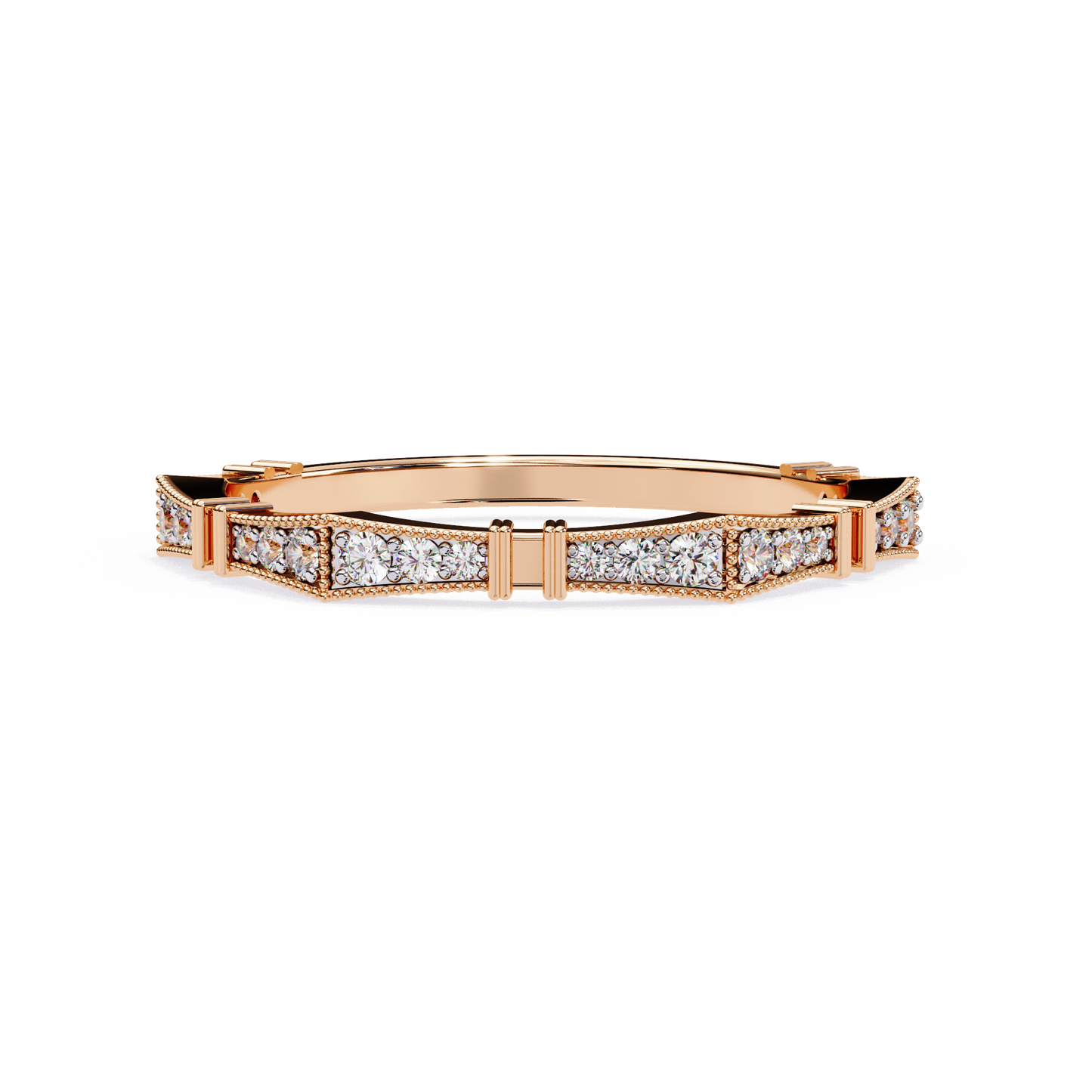 Art Deco Diamond Band Ring Rose Gold