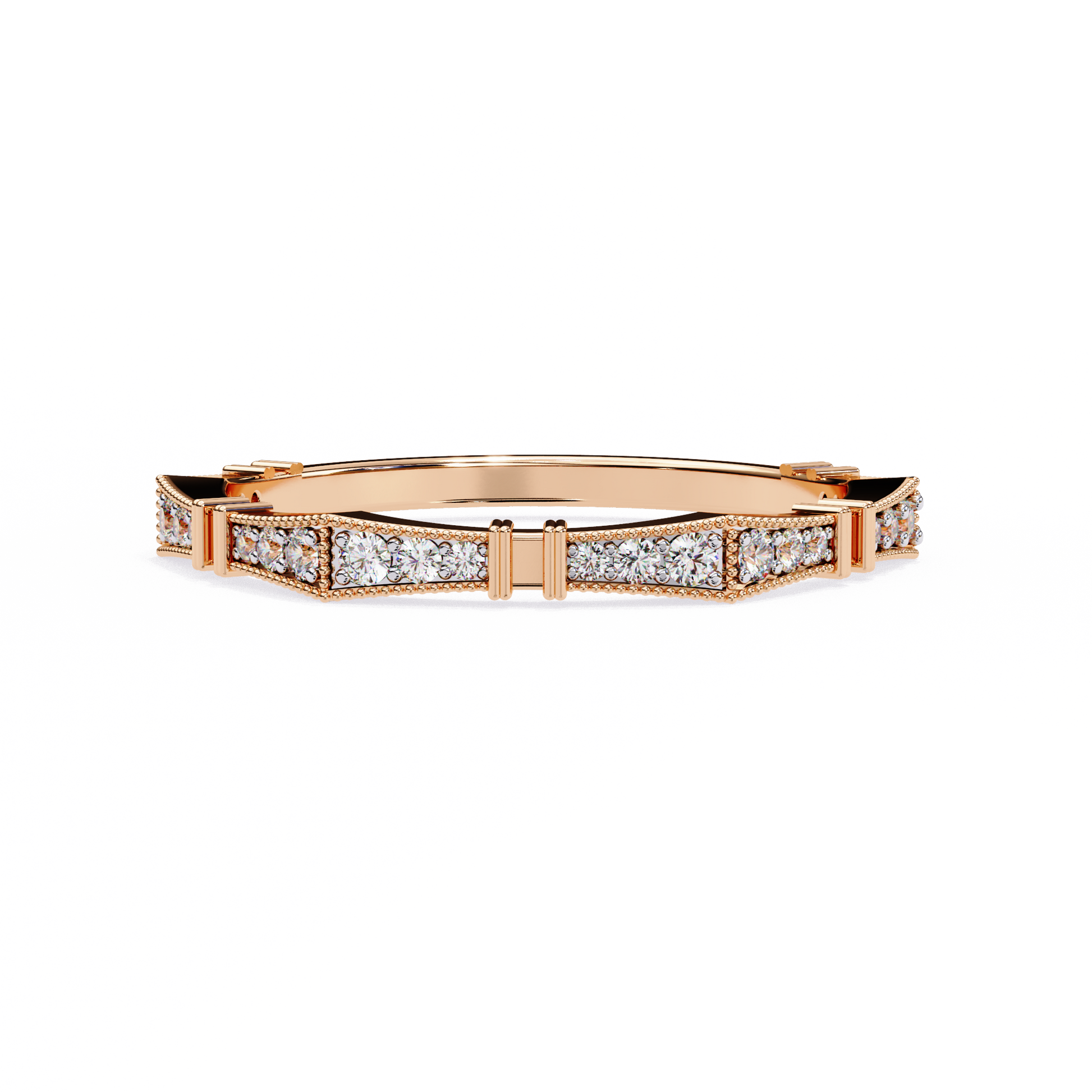 Art Deco Diamond Band Ring Rose Gold