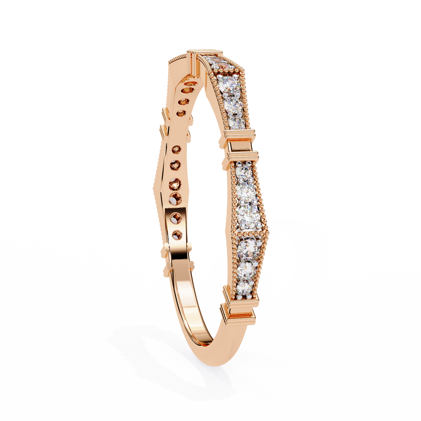 Art Deco Diamond Band Ring Rose Gold