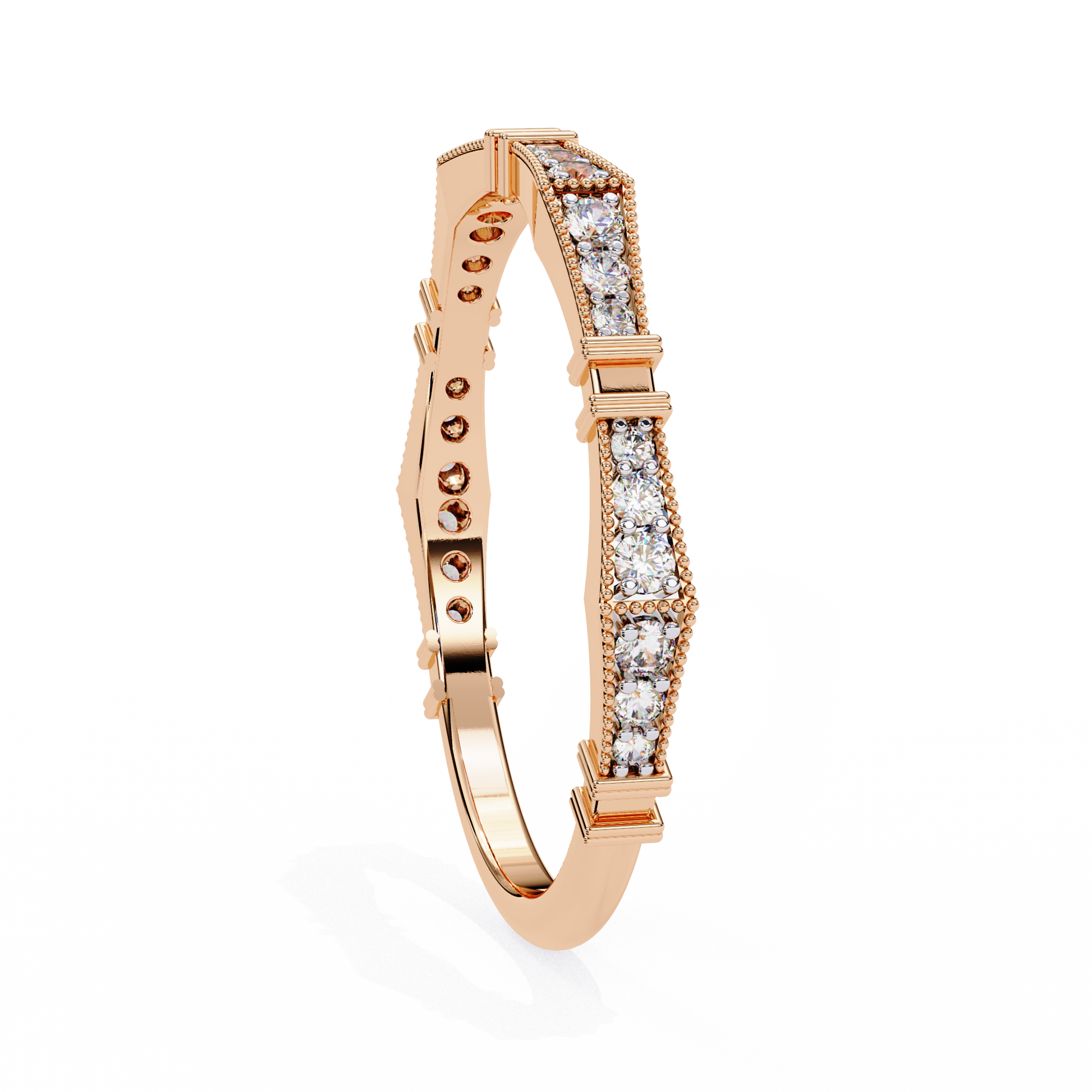 Art Deco Diamond Band Ring Rose Gold