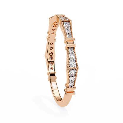 Art Deco Diamond Band Ring Rose Gold