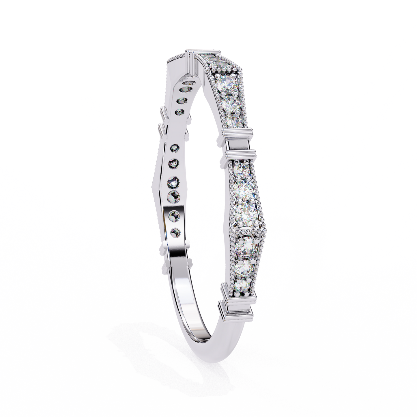 Art Deco Diamond Band Ring White Gold