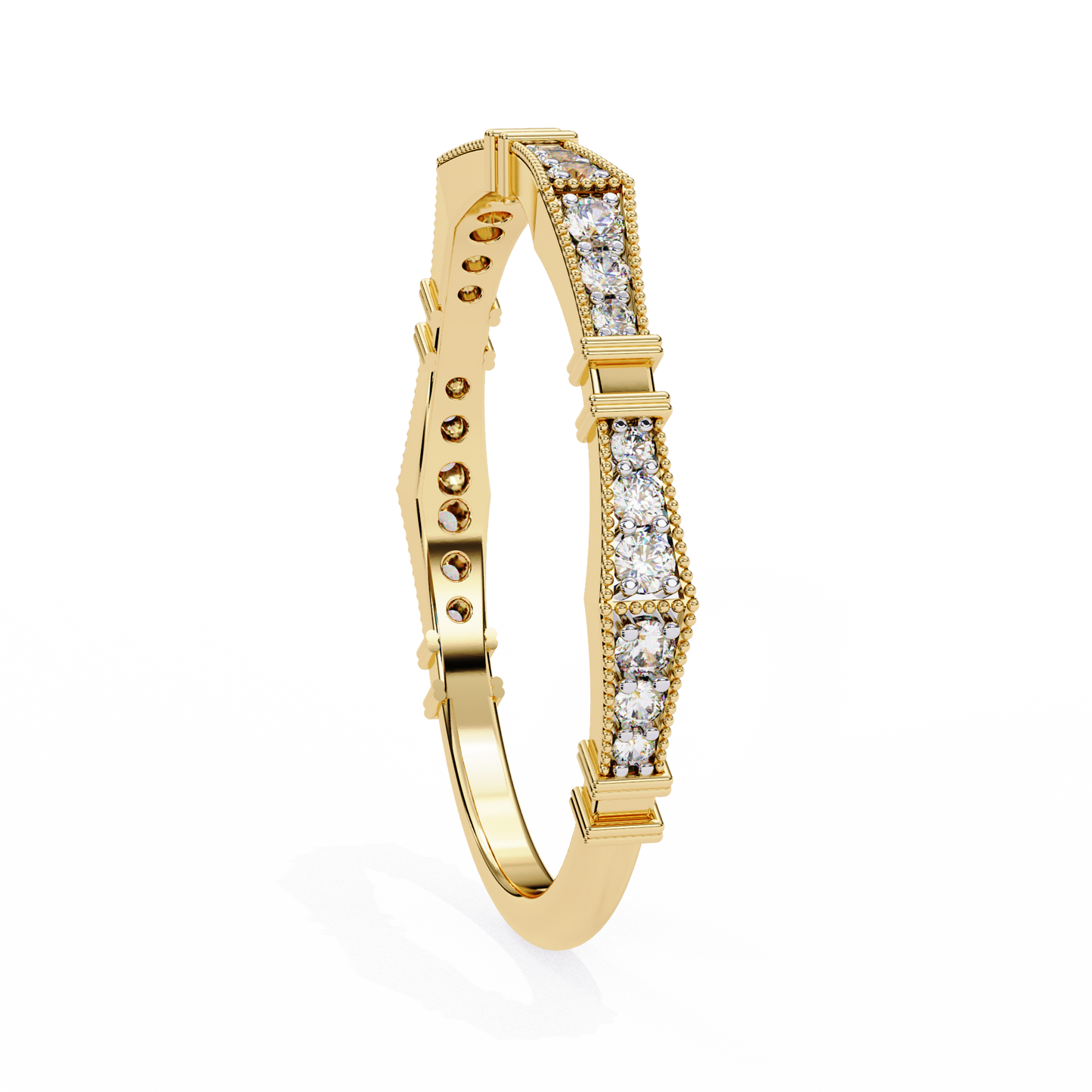 Art Deco Diamond Band Ring Yellow Gold