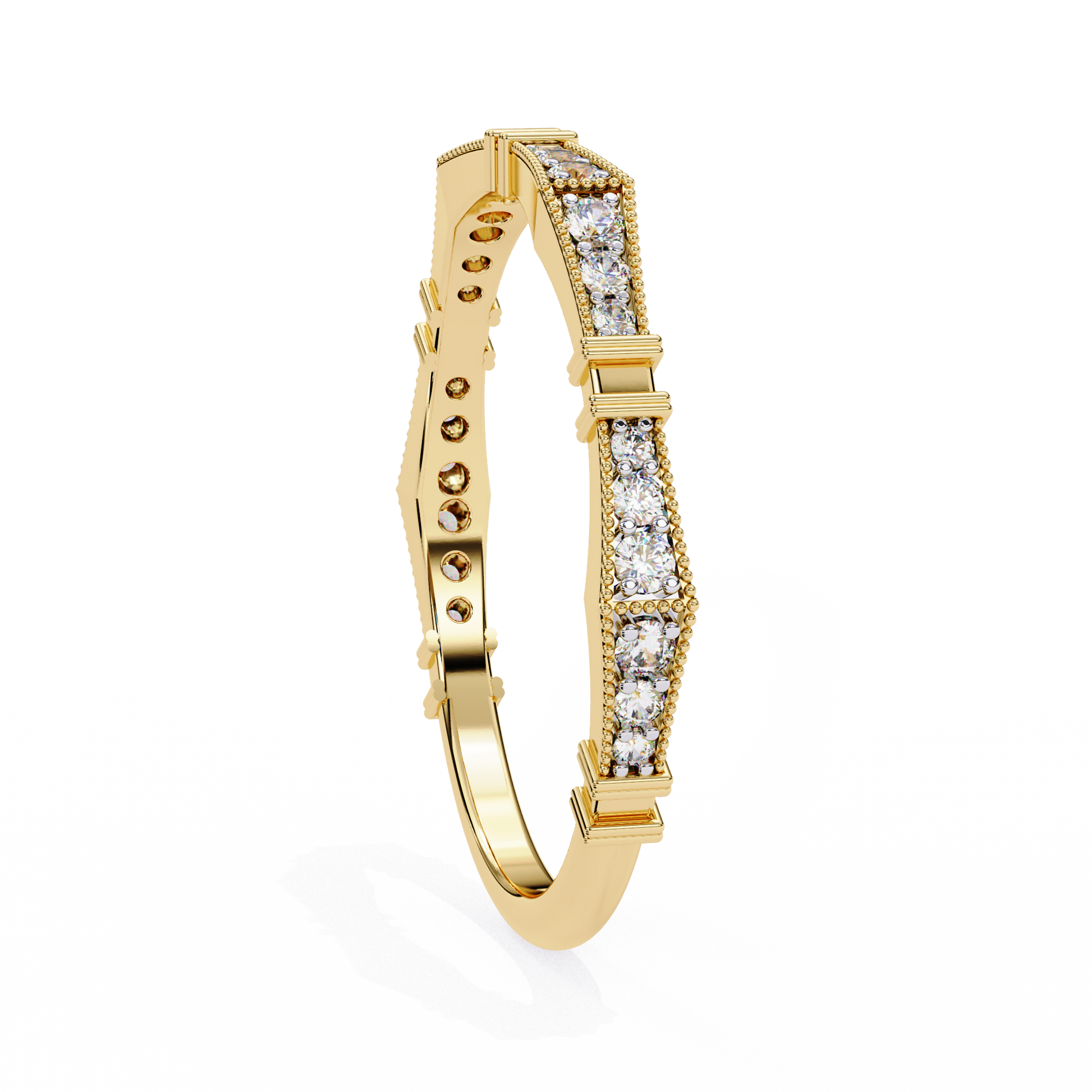 Art Deco Diamond Band Ring Yellow Gold