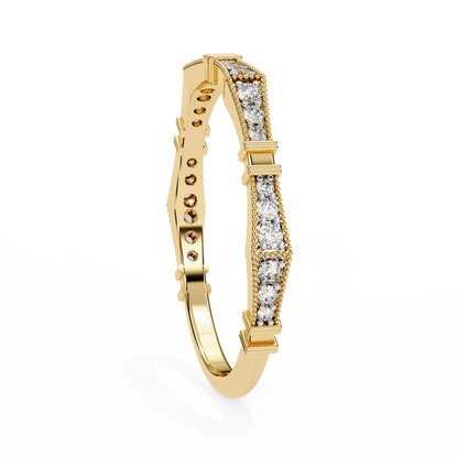 Art Deco Diamond Band Ring Yellow Gold