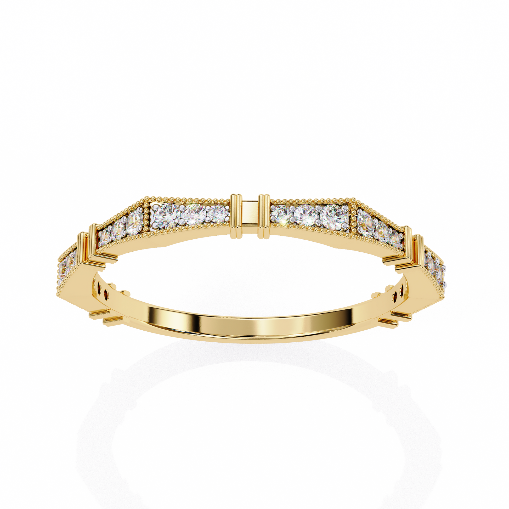 Art Deco Diamond Band Ring Yellow Gold