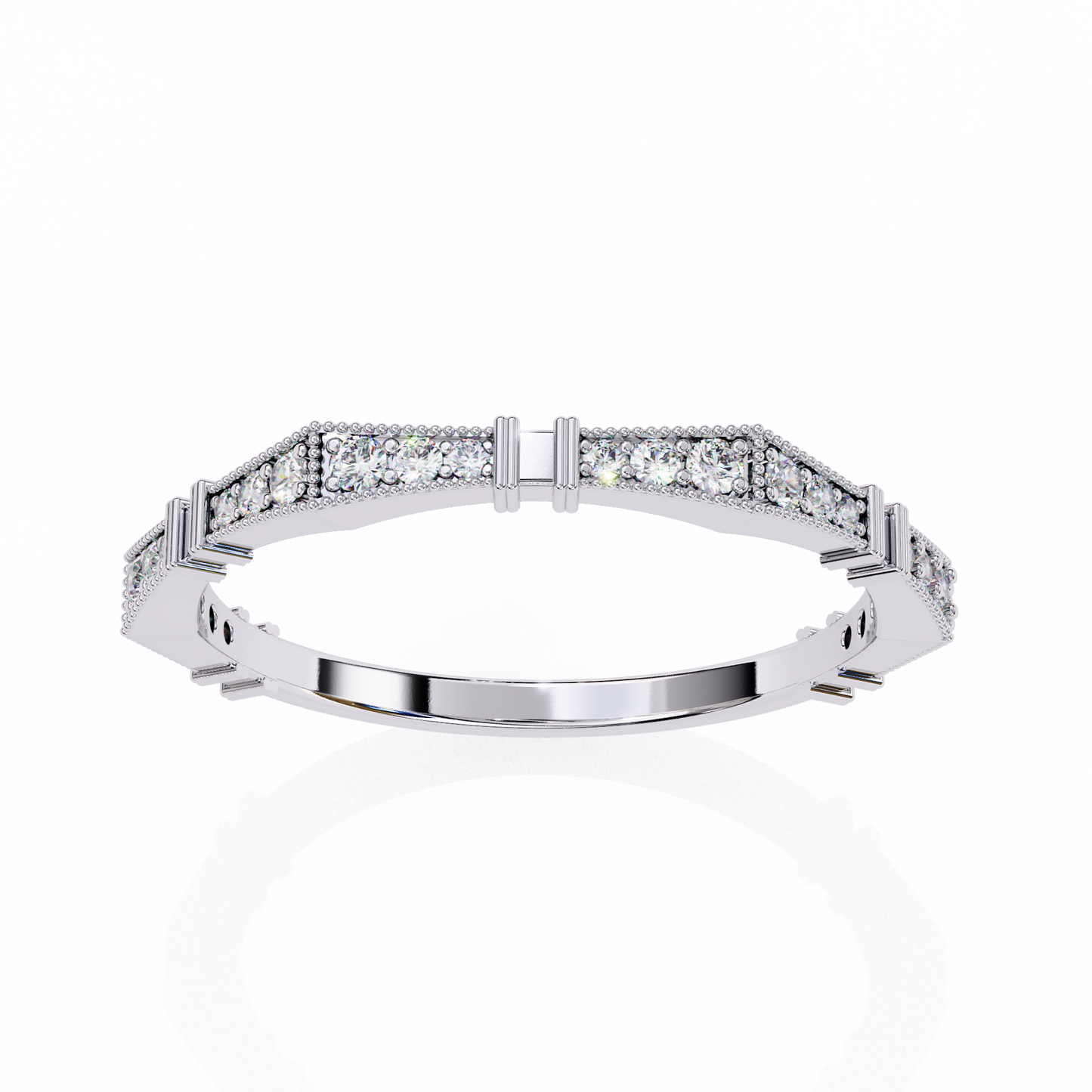 Art Deco Diamond Band Ring White Gold