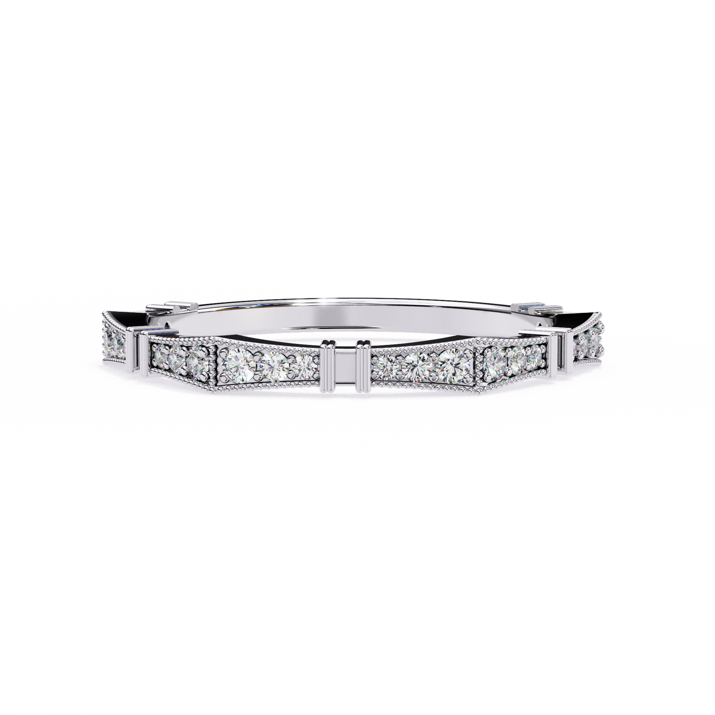 Art Deco Diamond Band Ring White Gold