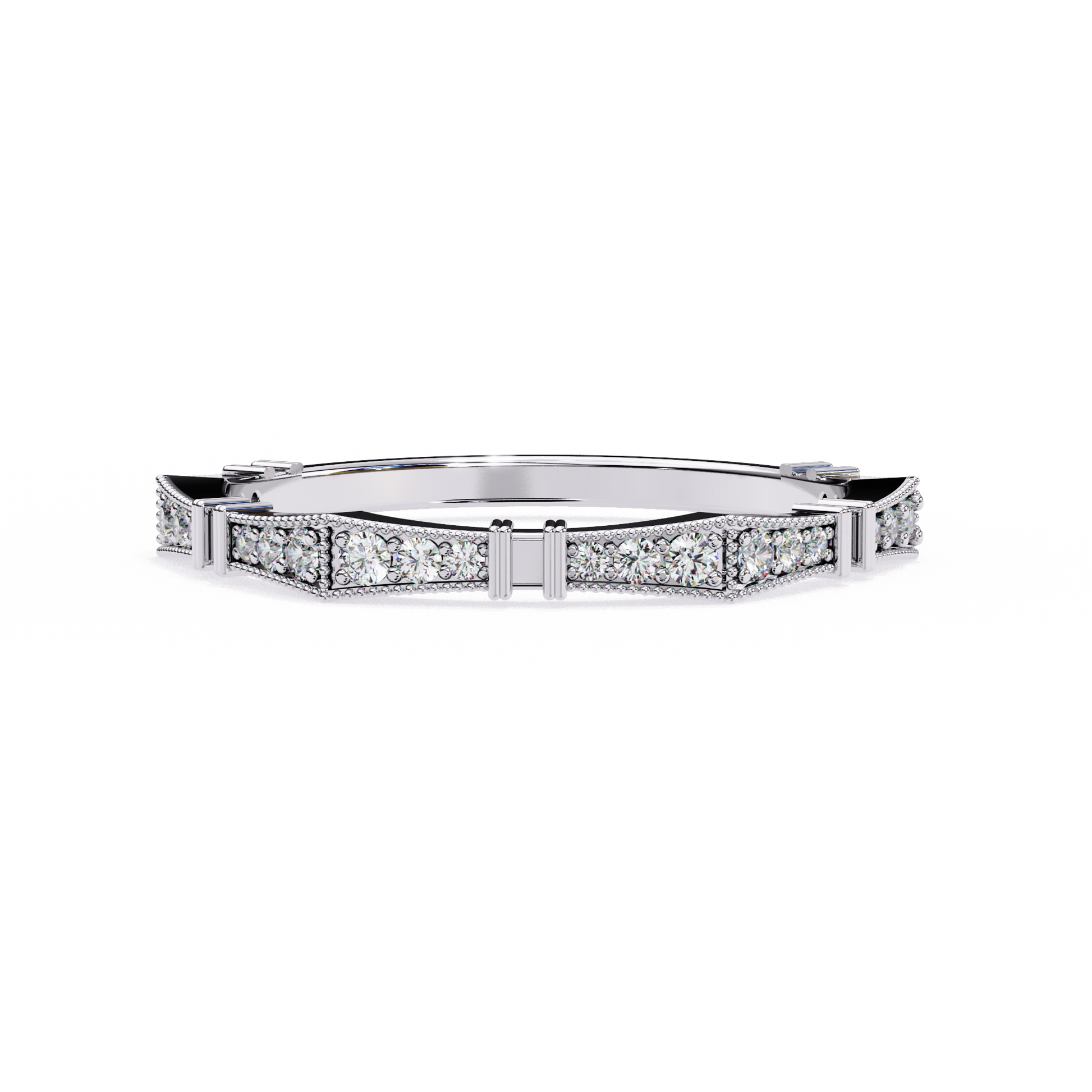 Art Deco Diamond Band Ring White Gold