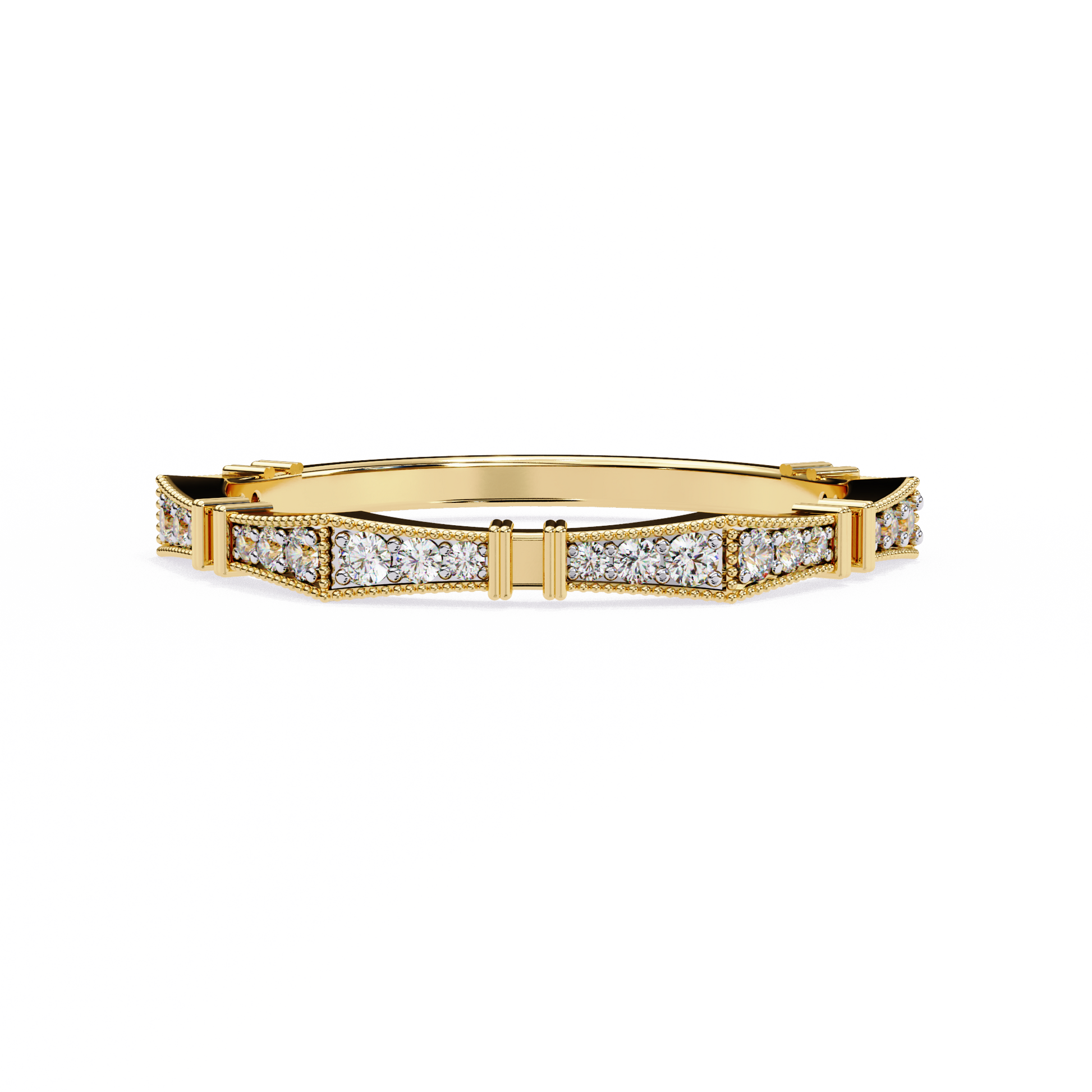 Art Deco Diamond Band Ring Yellow Gold