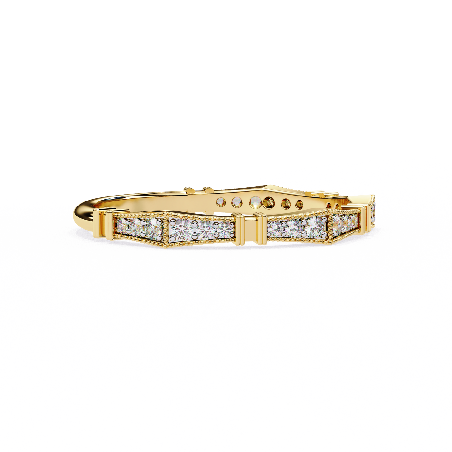 Art Deco Diamond Band Ring Yellow Gold