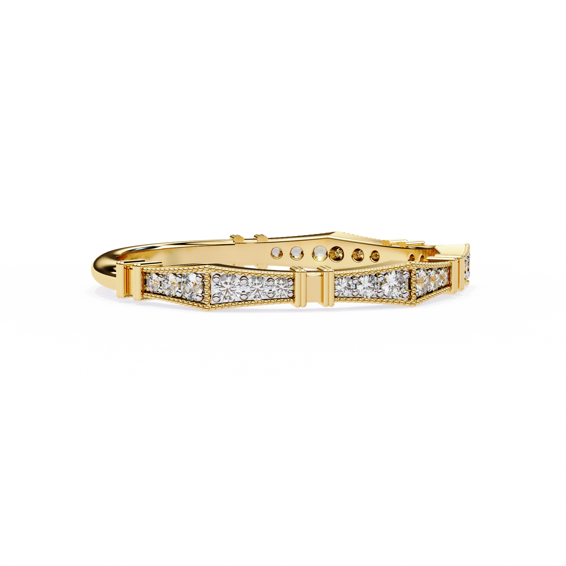 Art Deco Diamond Band Ring Yellow Gold