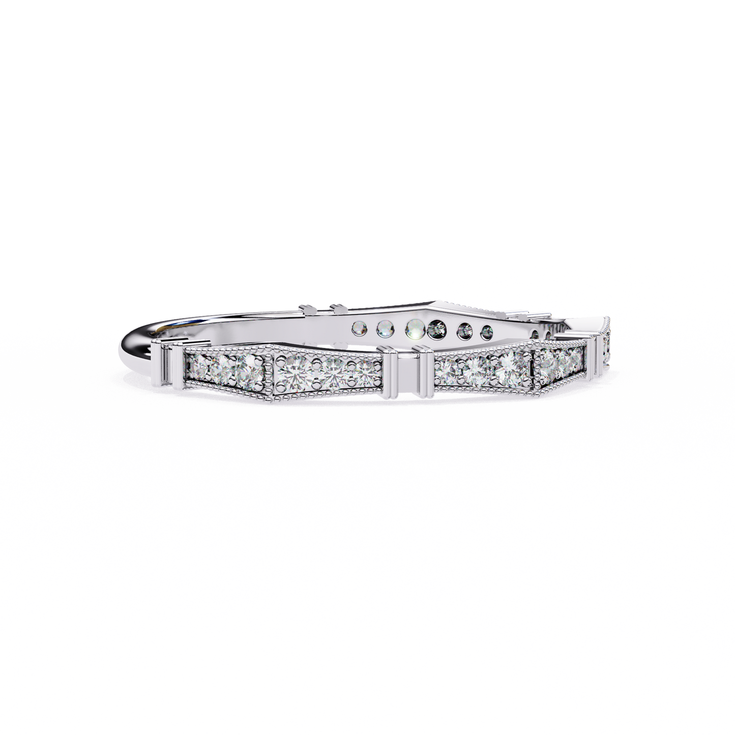 Art Deco Diamond Band Ring White Gold