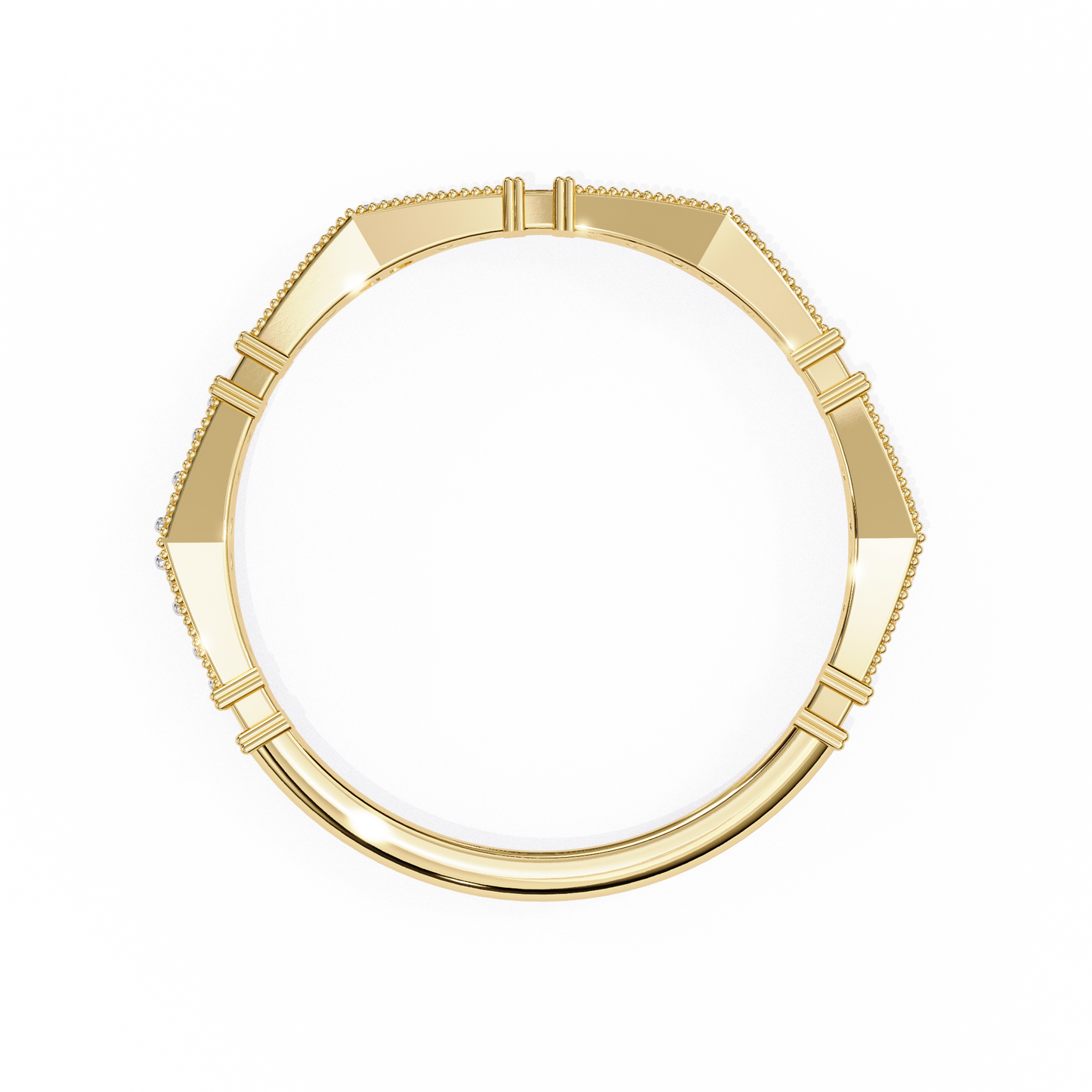 Art Deco Diamond Band Ring Yellow Gold