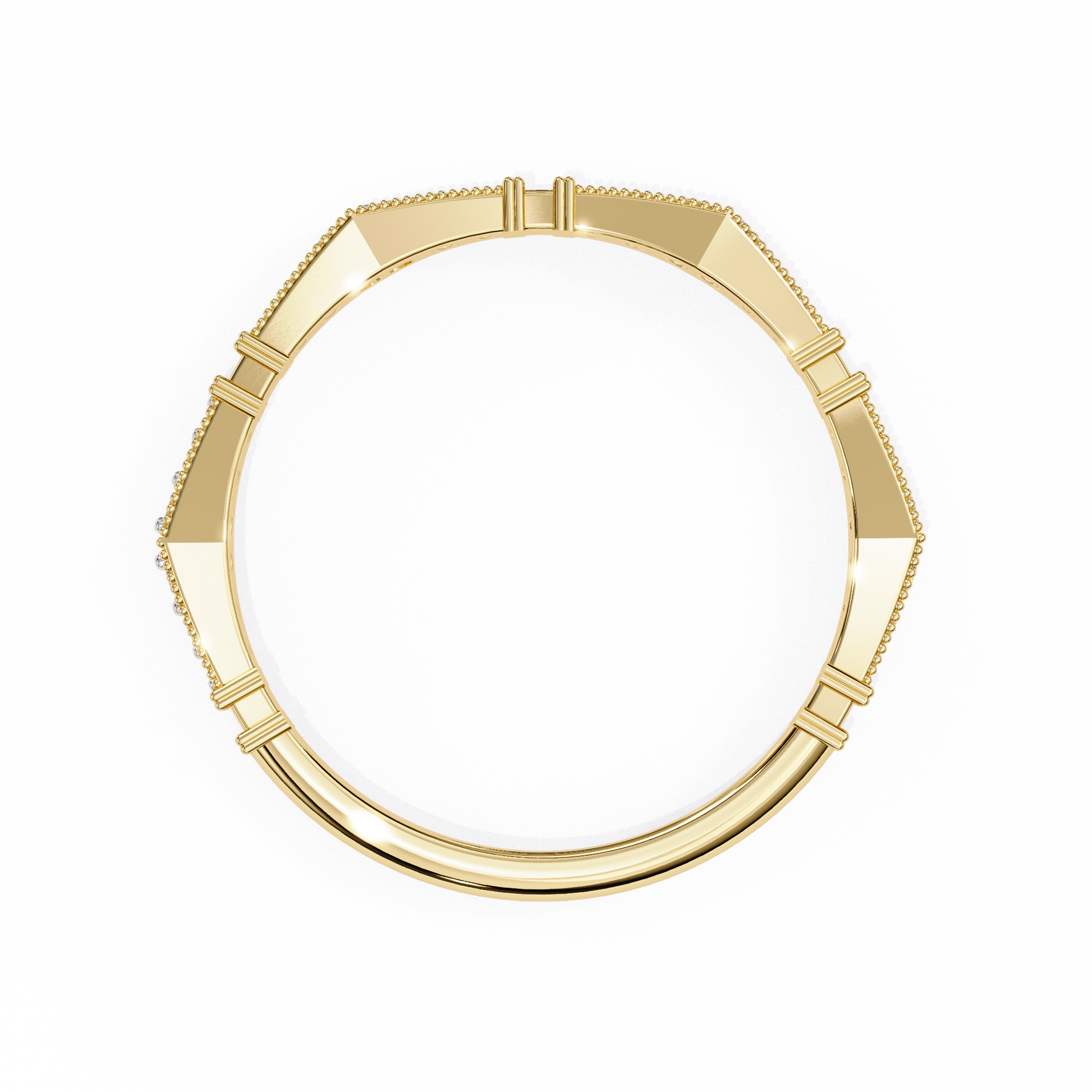 Art Deco Diamond Band Ring Yellow Gold