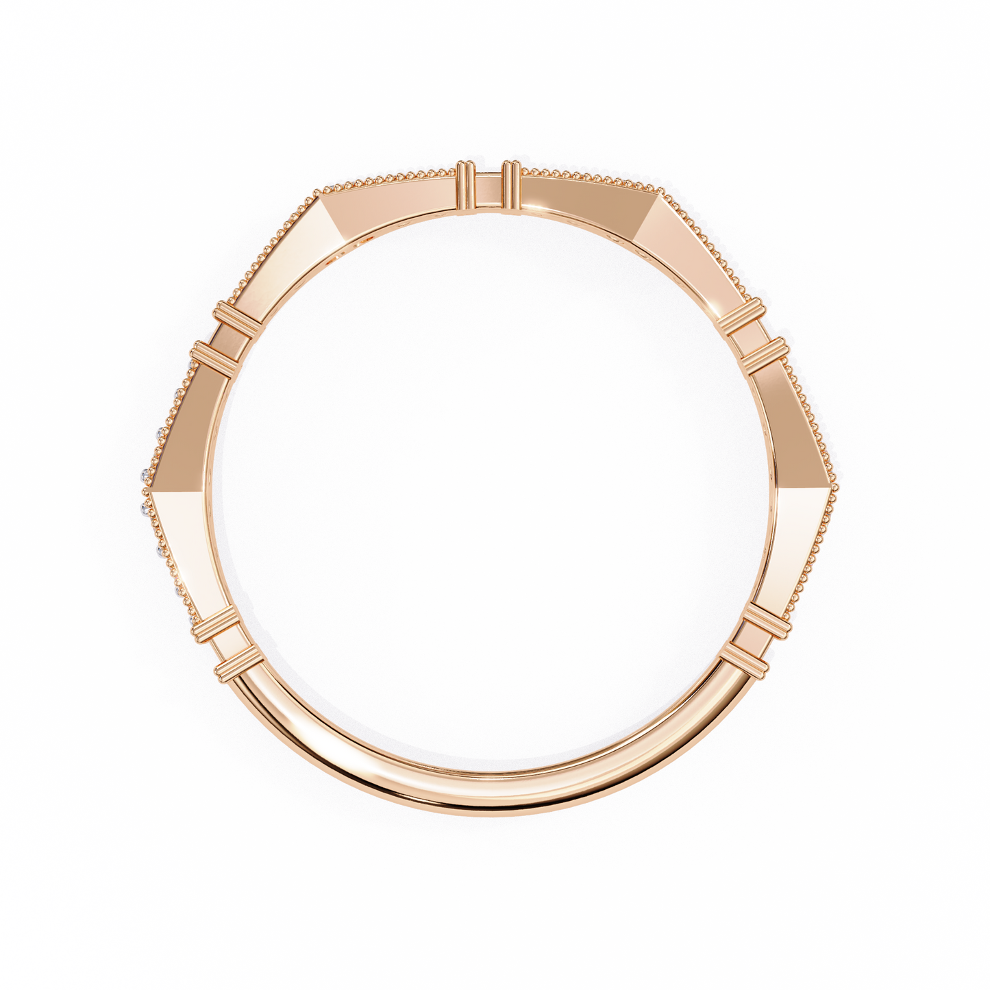 Art Deco Diamond Band Ring Rose Gold