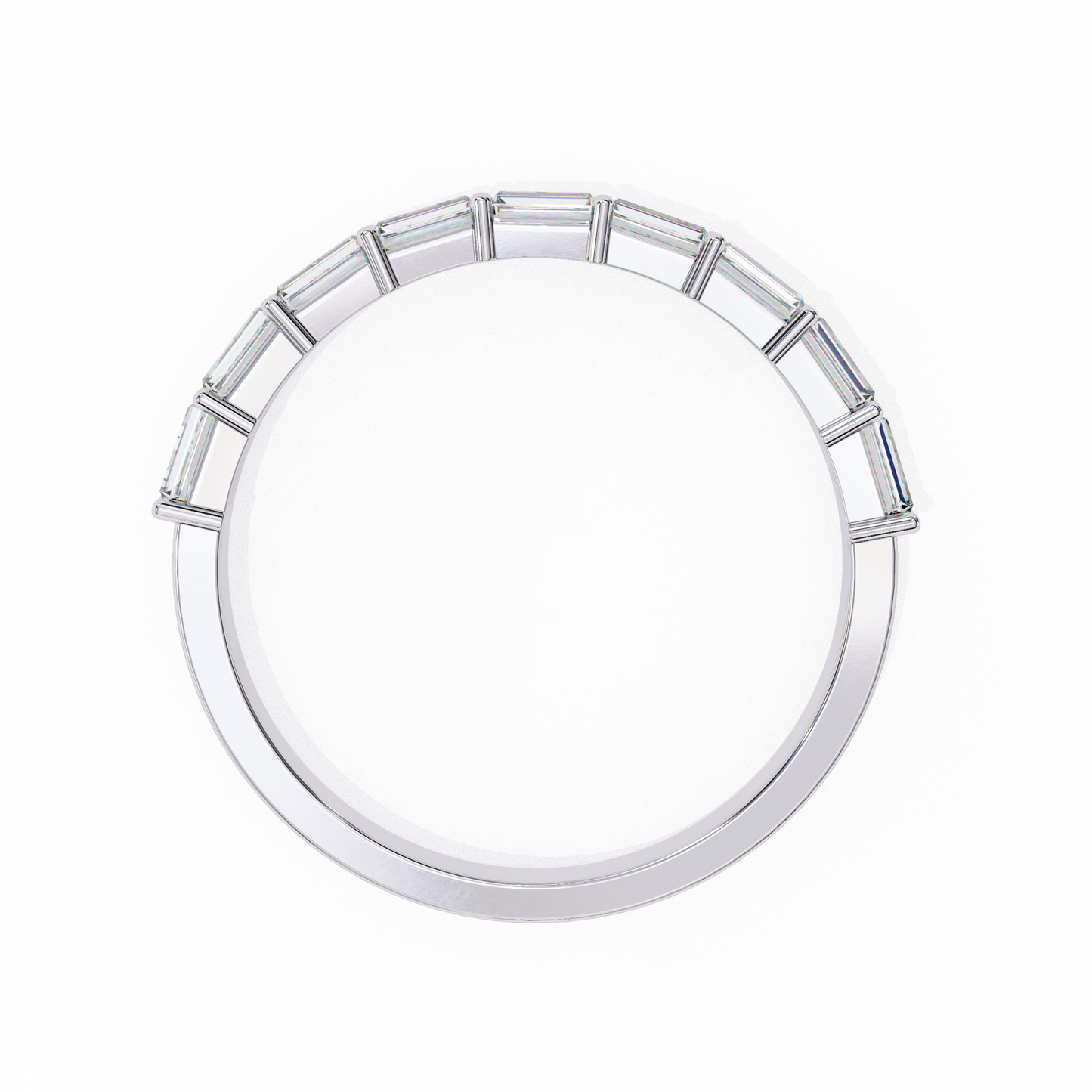 Baguette and Round Diamond Band White Gold