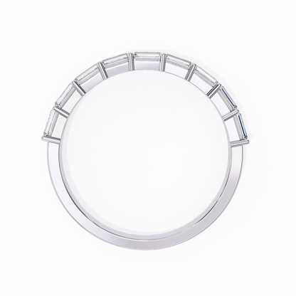 Baguette and Round Diamond Band White Gold