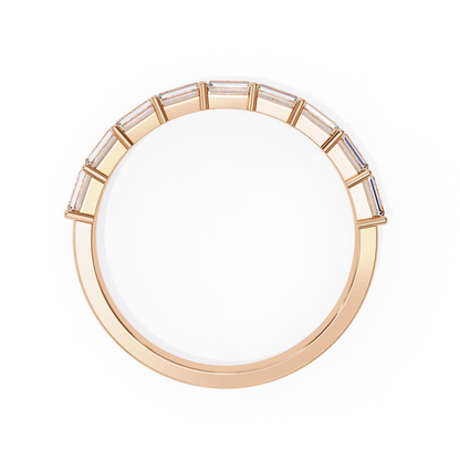 Baguette and Round Diamond Band Rose Gold