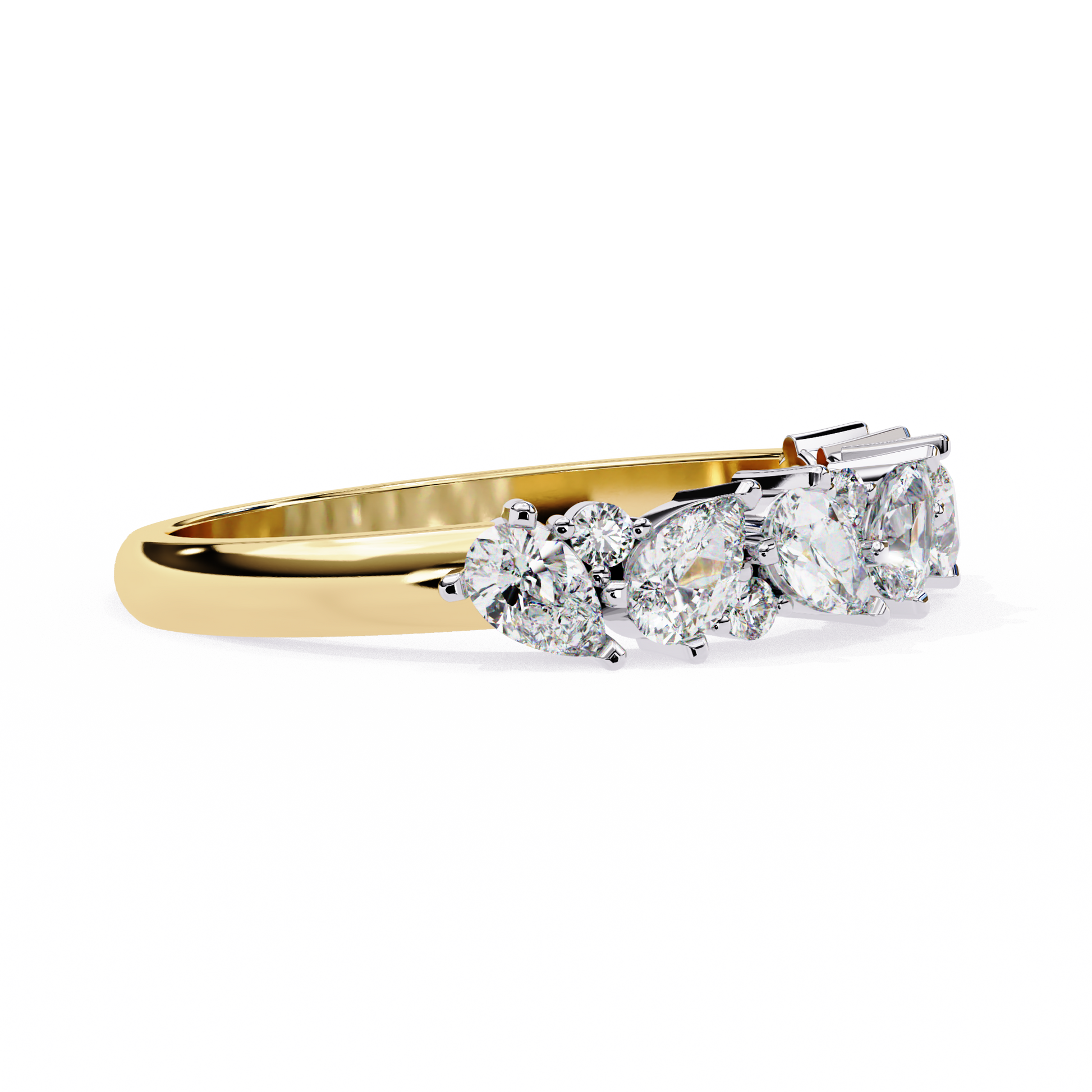 Pear and Round Diamond Band
Yellow Glod