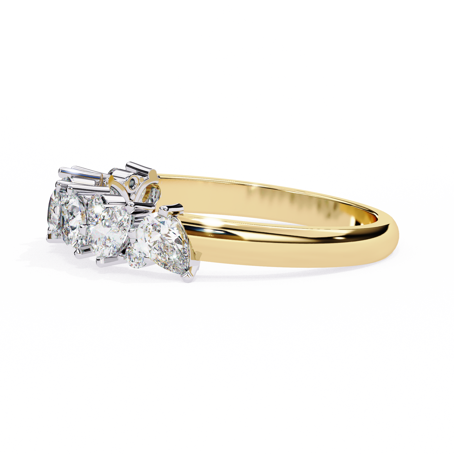 Pear and Round Diamond Band
Yellow Glod