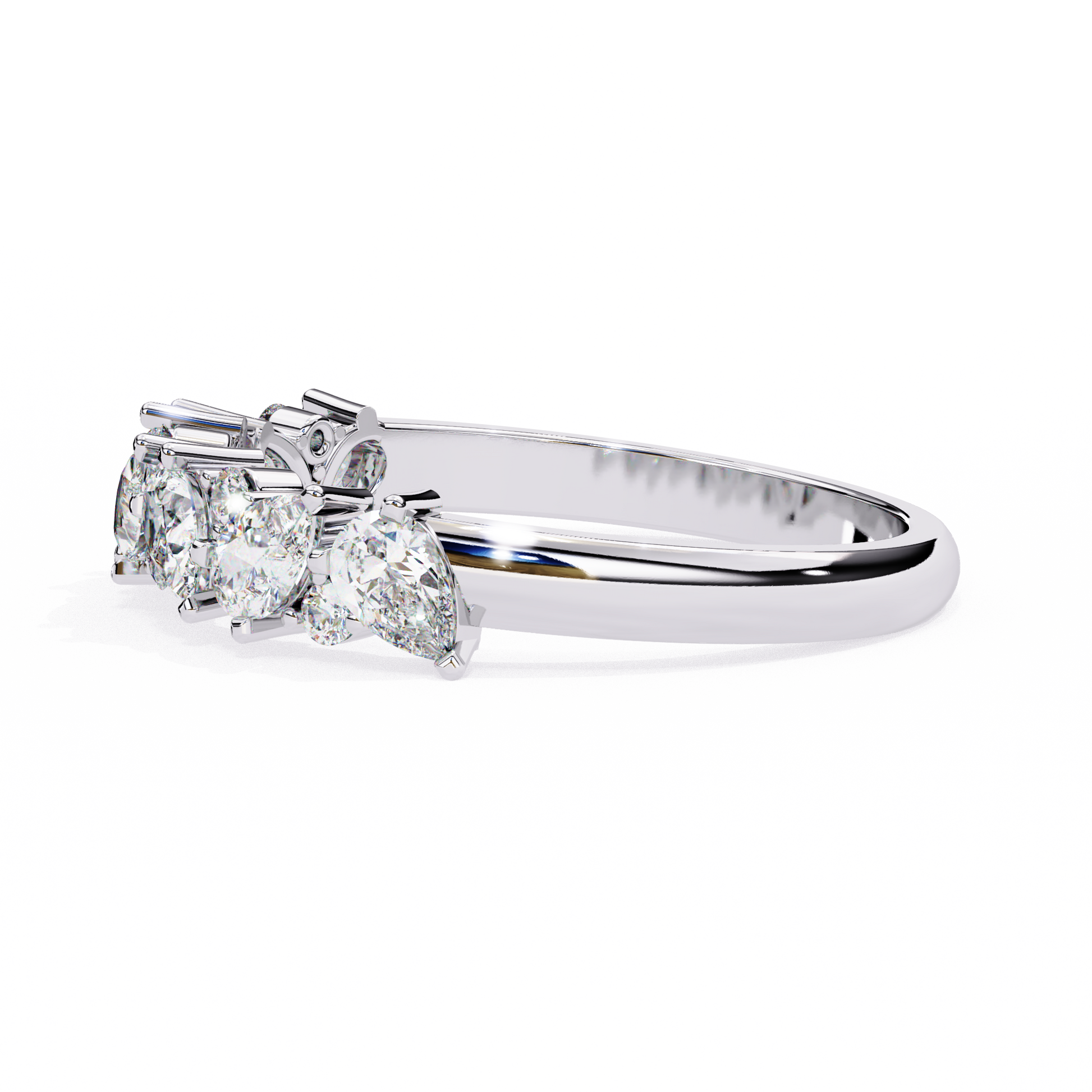 Pear and Round Diamond Band
White Glod