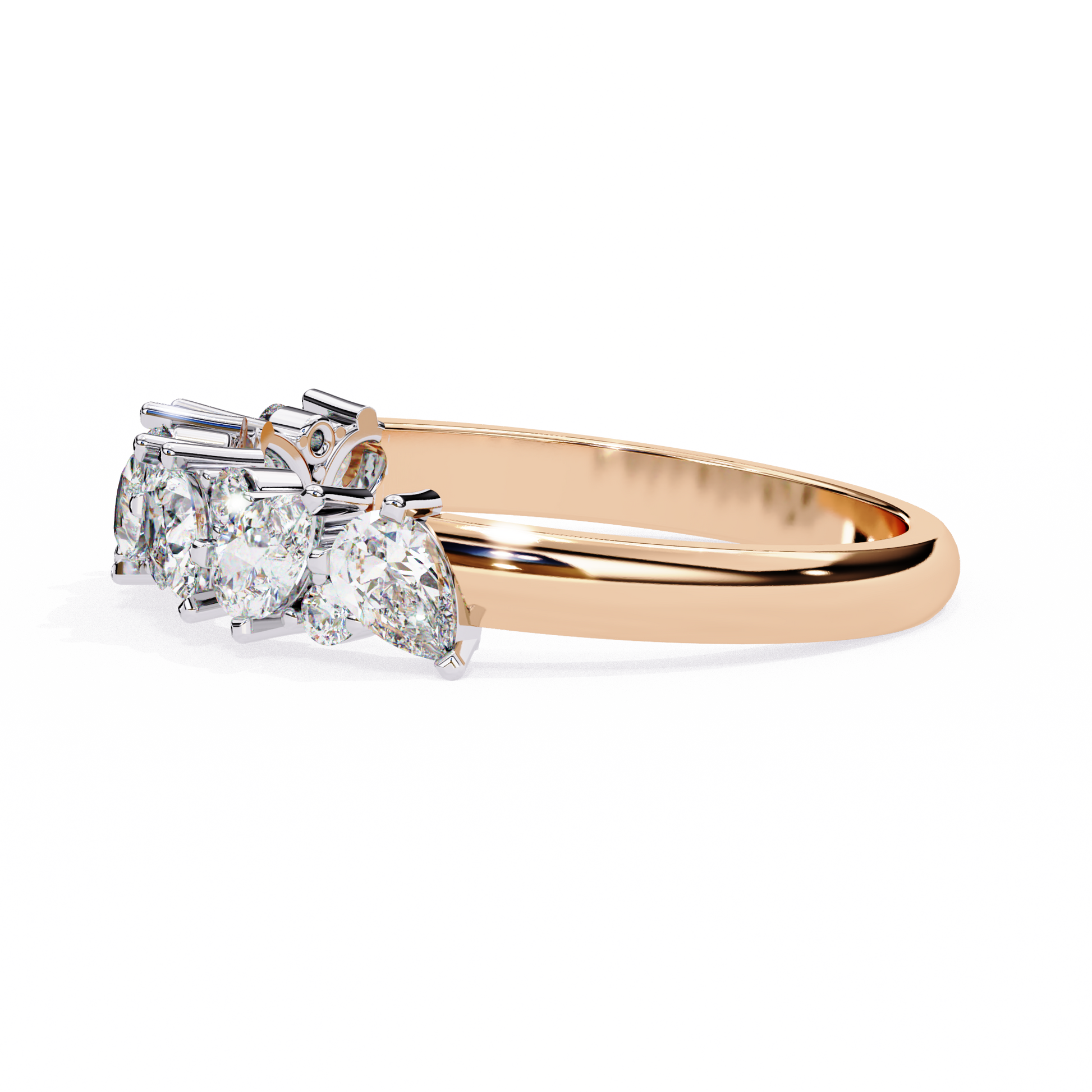 Pear and Round Diamond Band
Rose Glod