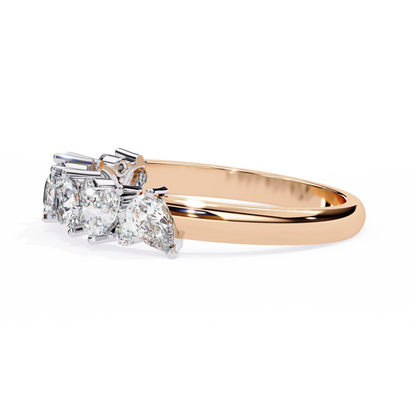 Pear and Round Diamond Band
Rose Glod