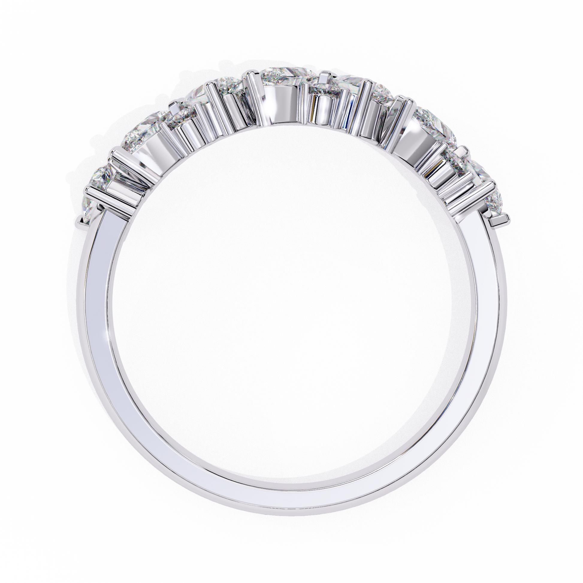 Pear and Round Diamond Band
White Glod