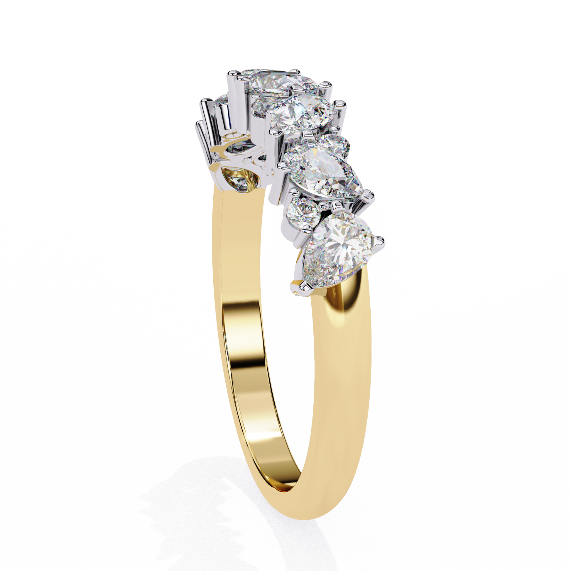 Pear and Round Diamond Band
Yellow Glod