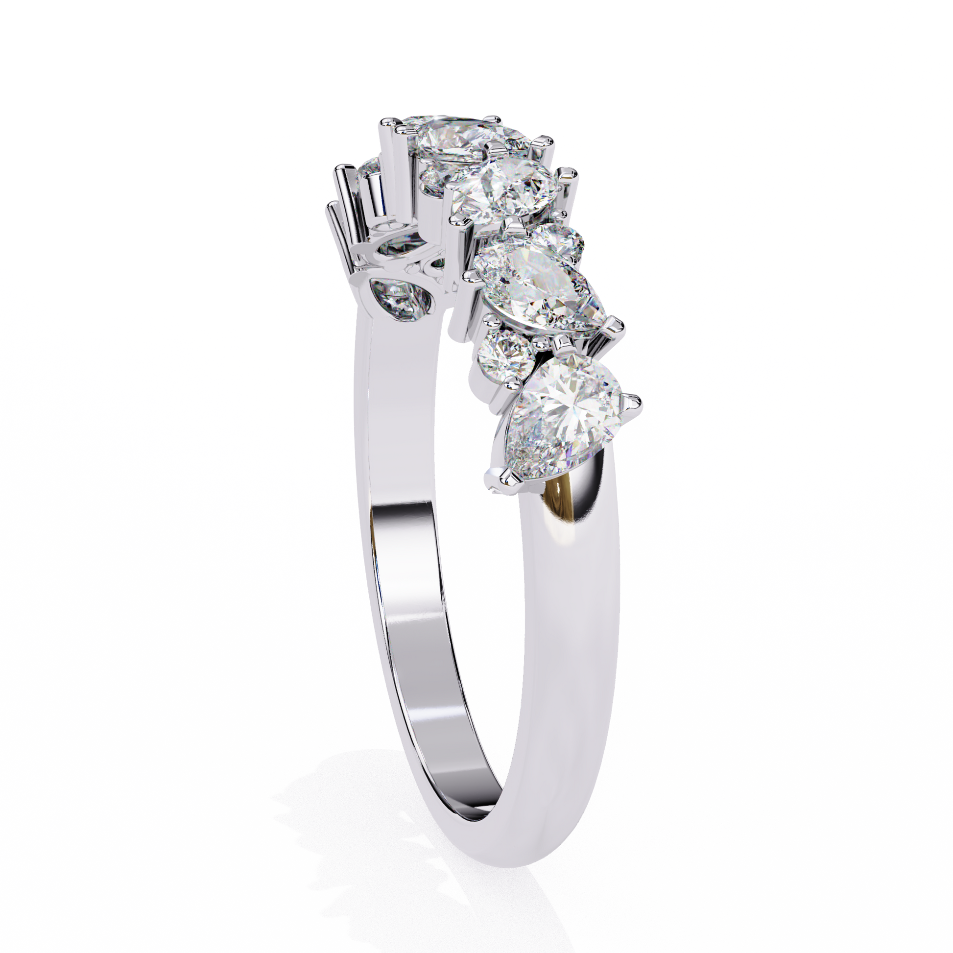 Pear and Round Diamond Band
White Glod