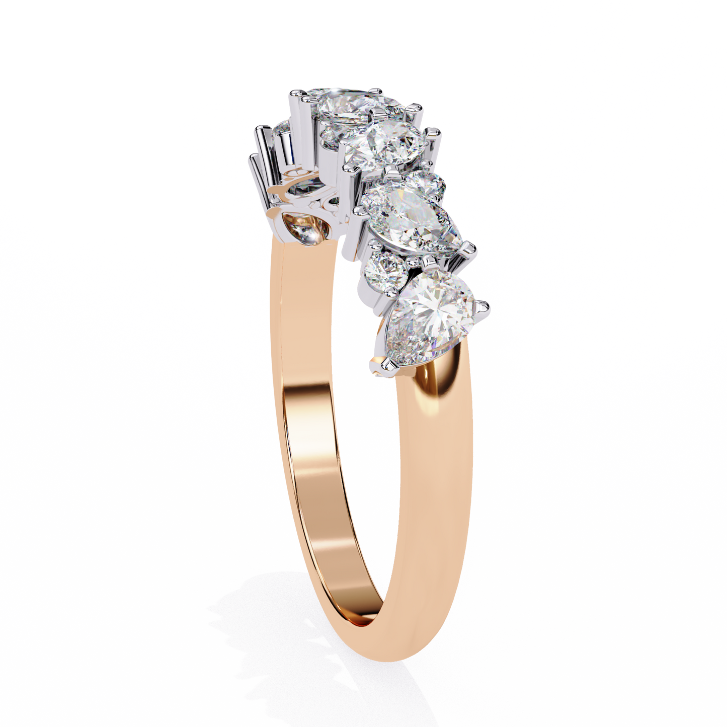 Pear and Round Diamond Band
Rose Glod