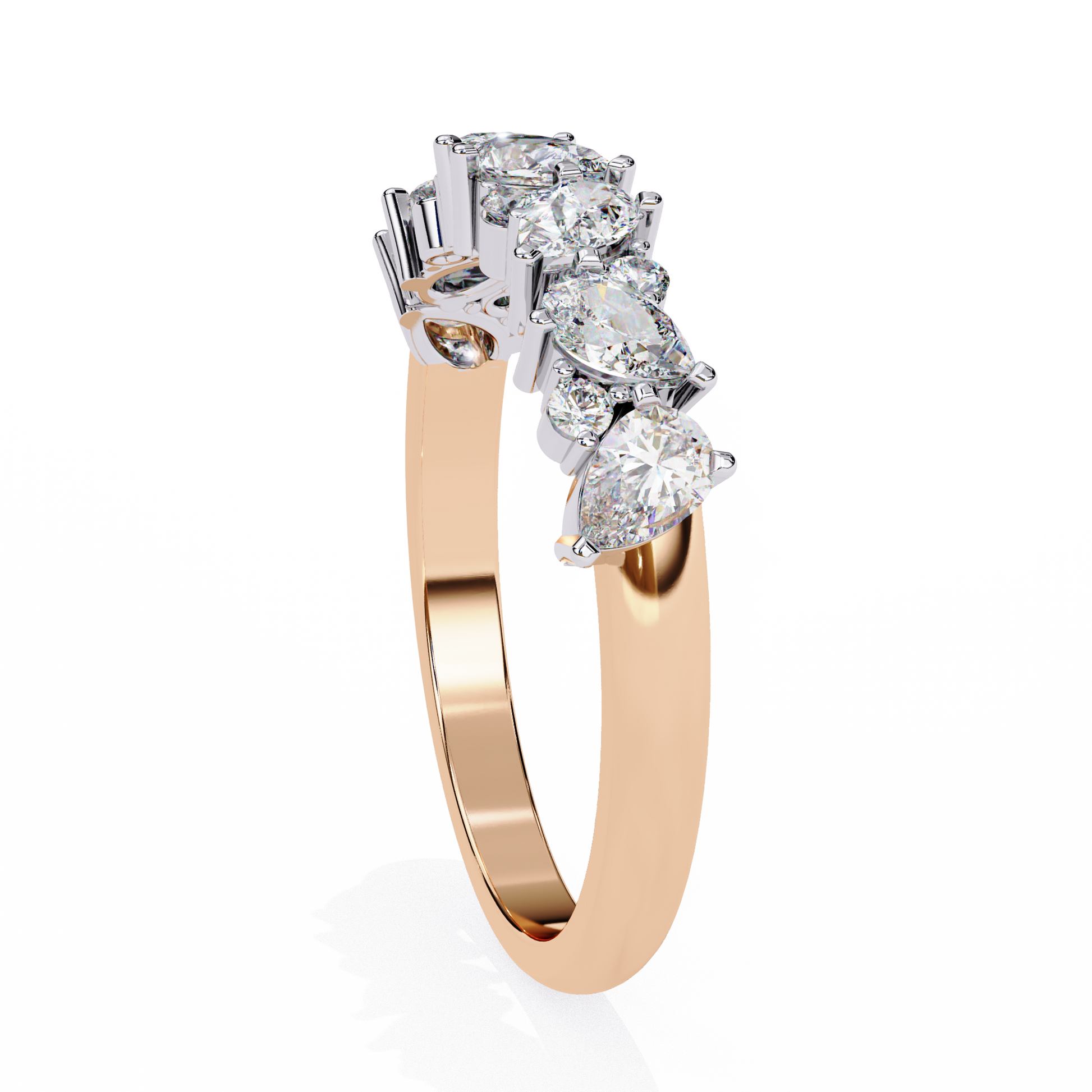 Pear and Round Diamond Band
Rose Glod