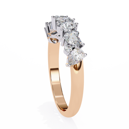 Pear and Round Diamond Band
Rose Glod