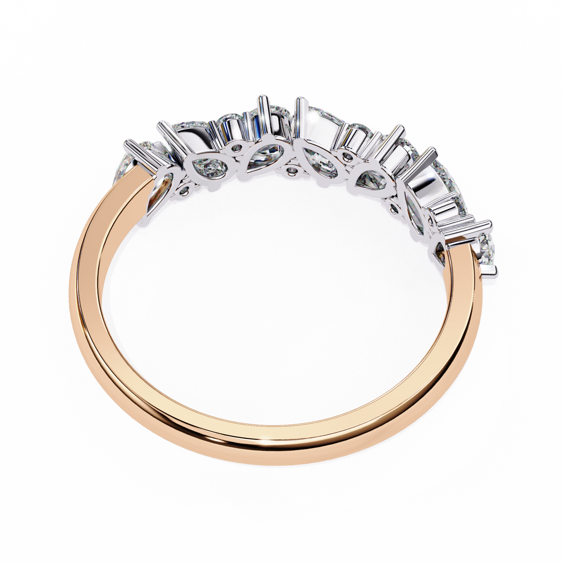 Pear and Round Diamond Band
Rose Glod