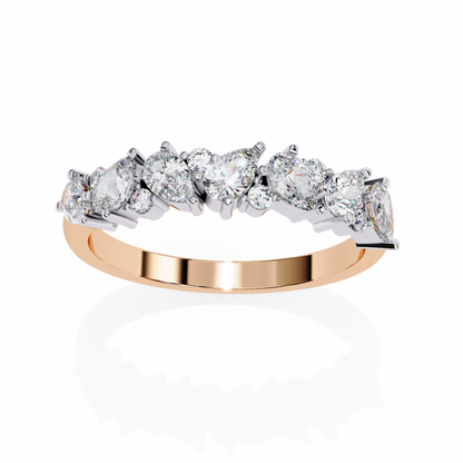 Pear and Round Diamond Band Rose Glod 