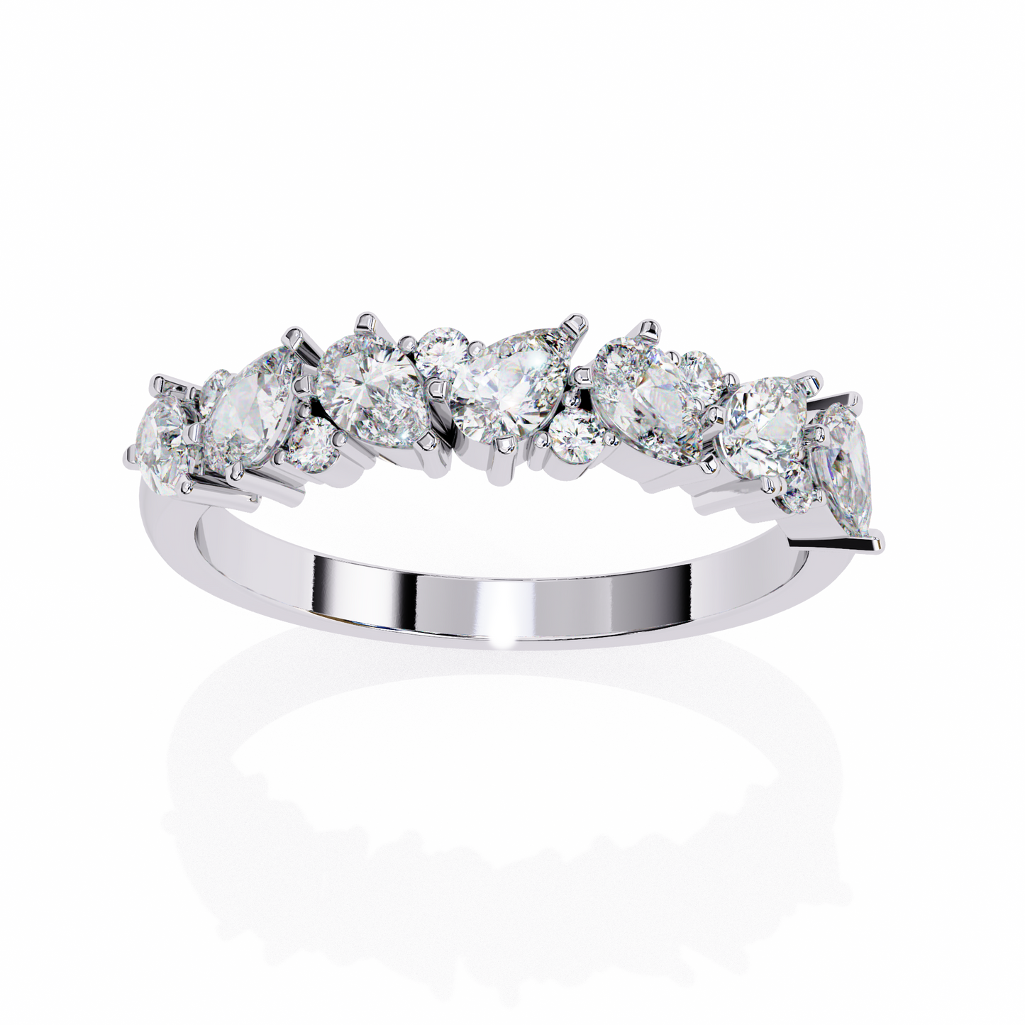 Pear and Round Diamond Band
White Gold