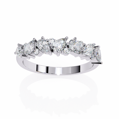 Pear and Round Diamond Band
White Gold