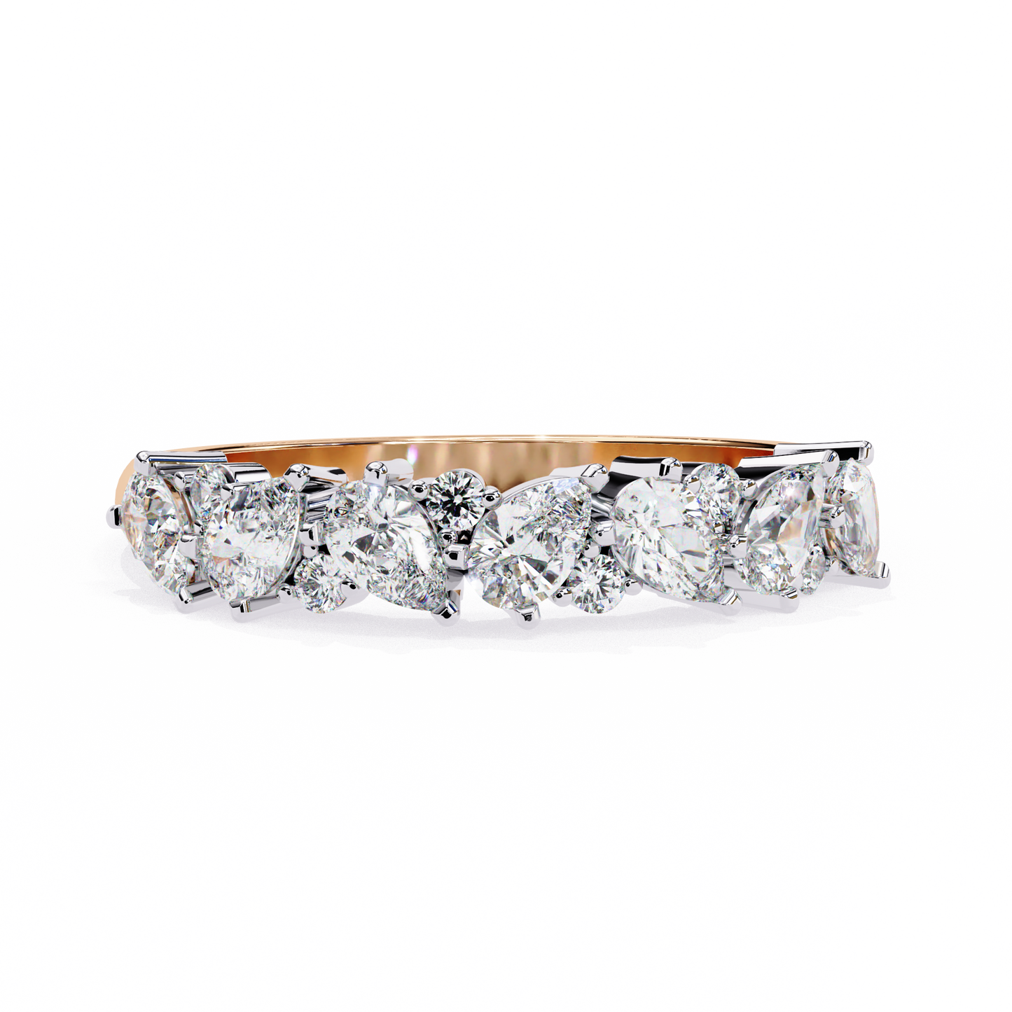 Pear and Round Diamond Band
Rose Glod