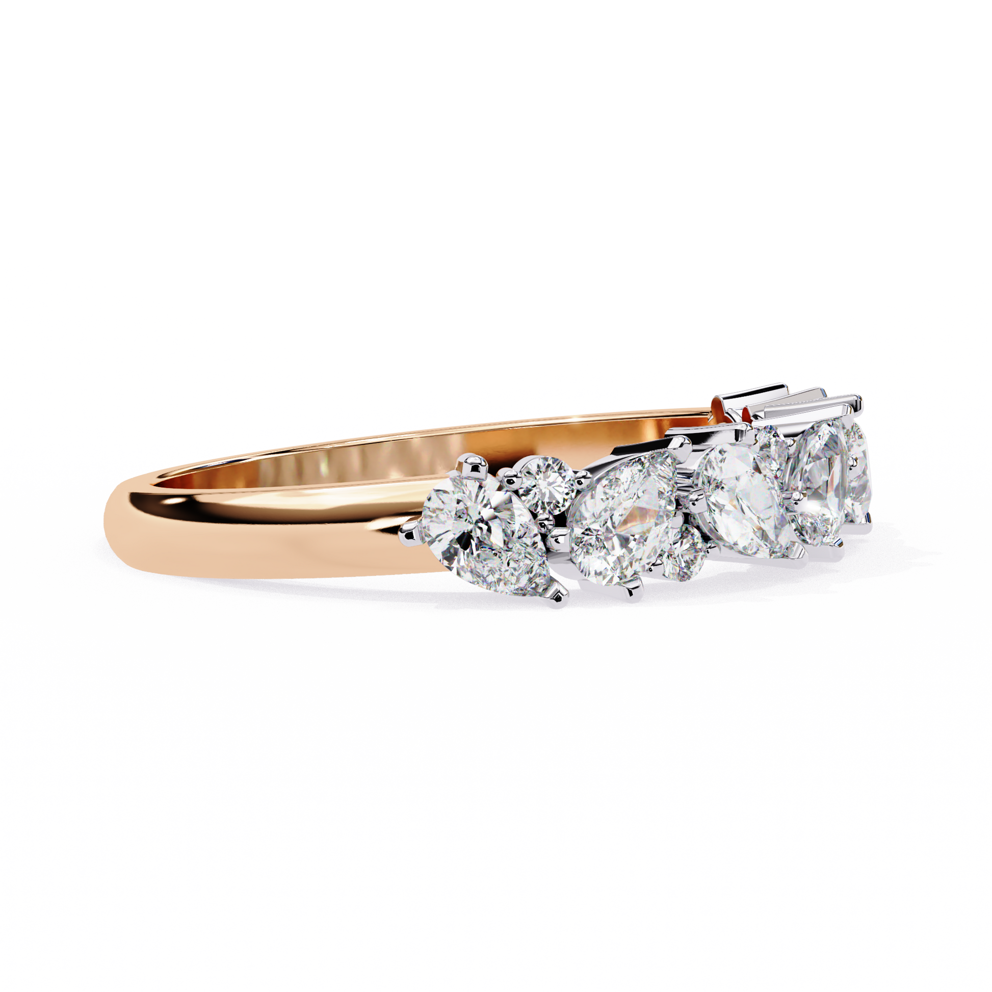 Pear and Round Diamond Band
Rose Glod
