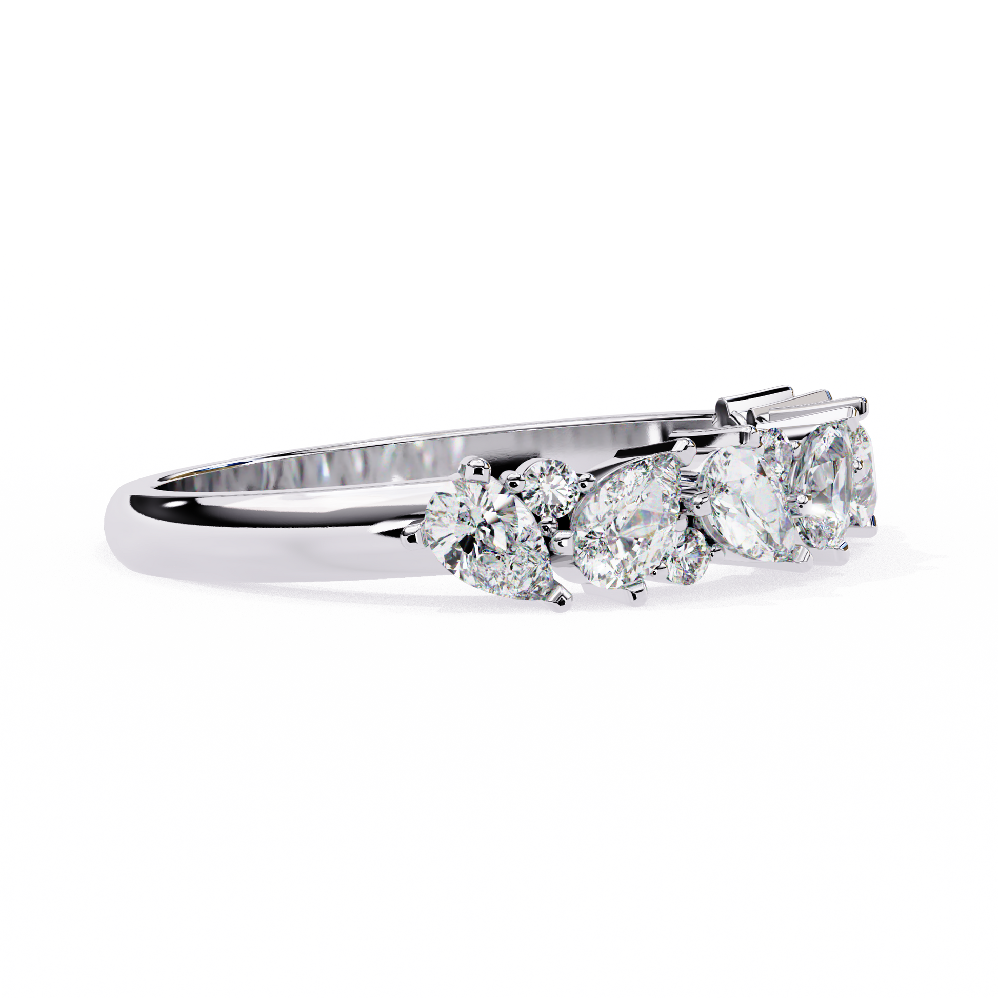 Pear and Round Diamond Band
White Glod