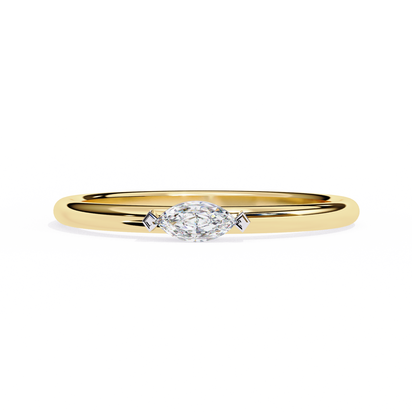 Marquise Solitaire Diamond Ring Yellow Gold 