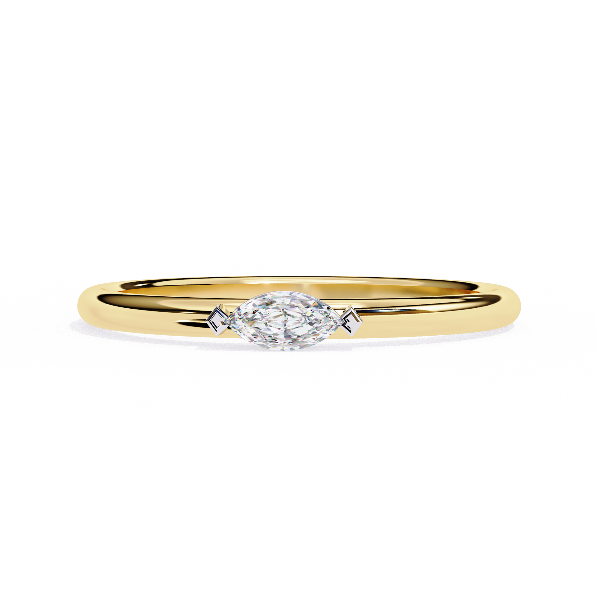 Marquise Solitaire Diamond Ring Yellow Gold 