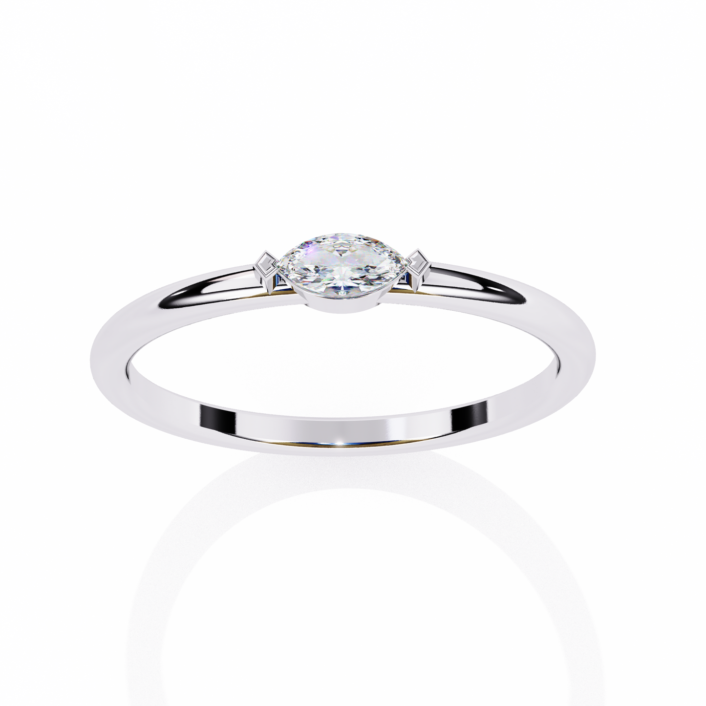 Marquise Solitaire Diamond Ring White Gold 