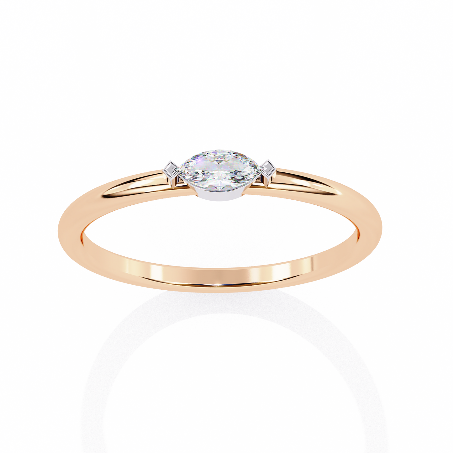 Marquise Solitaire Diamond Ring Rose Gold 