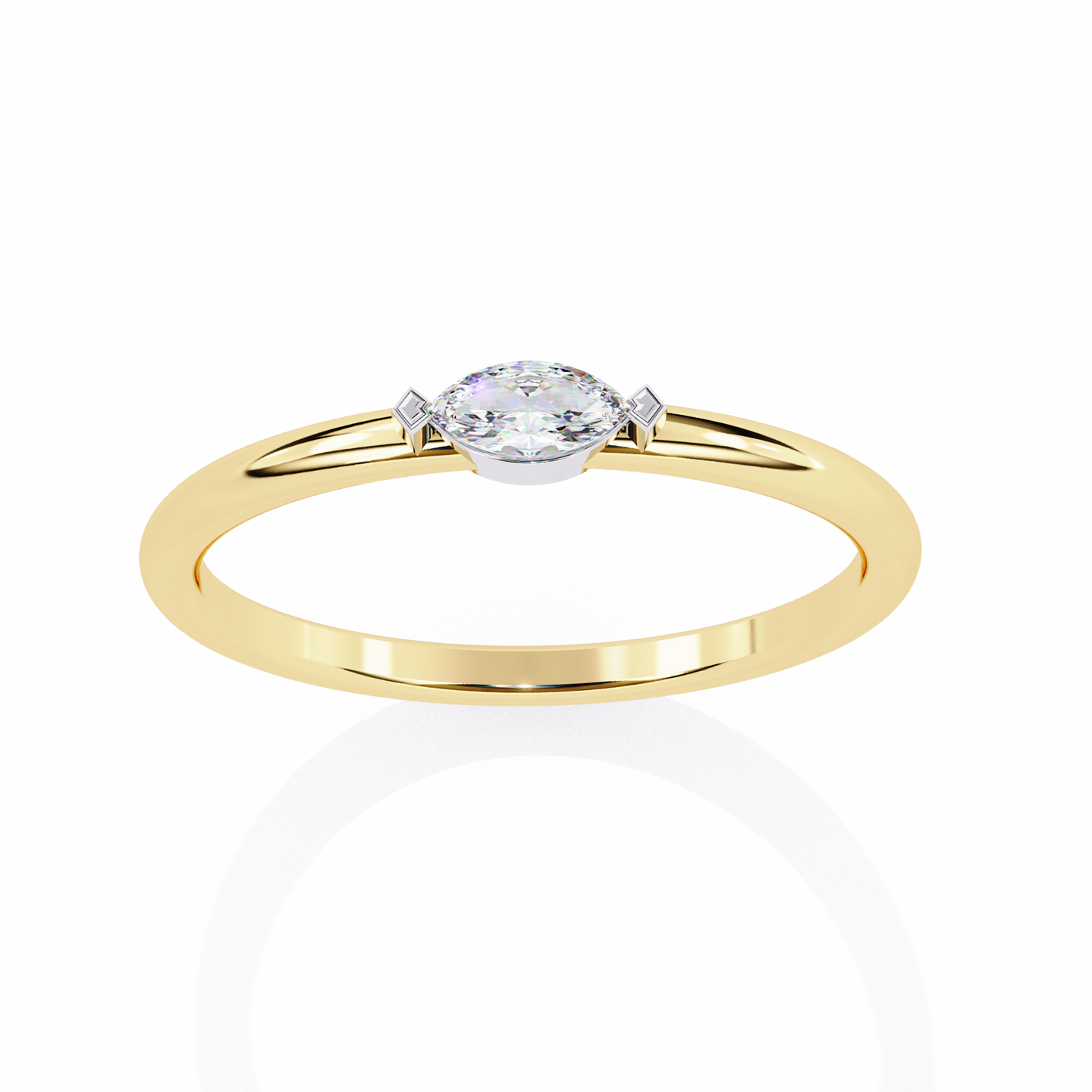 Marquise Solitaire Diamond Ring Yellow Gold 