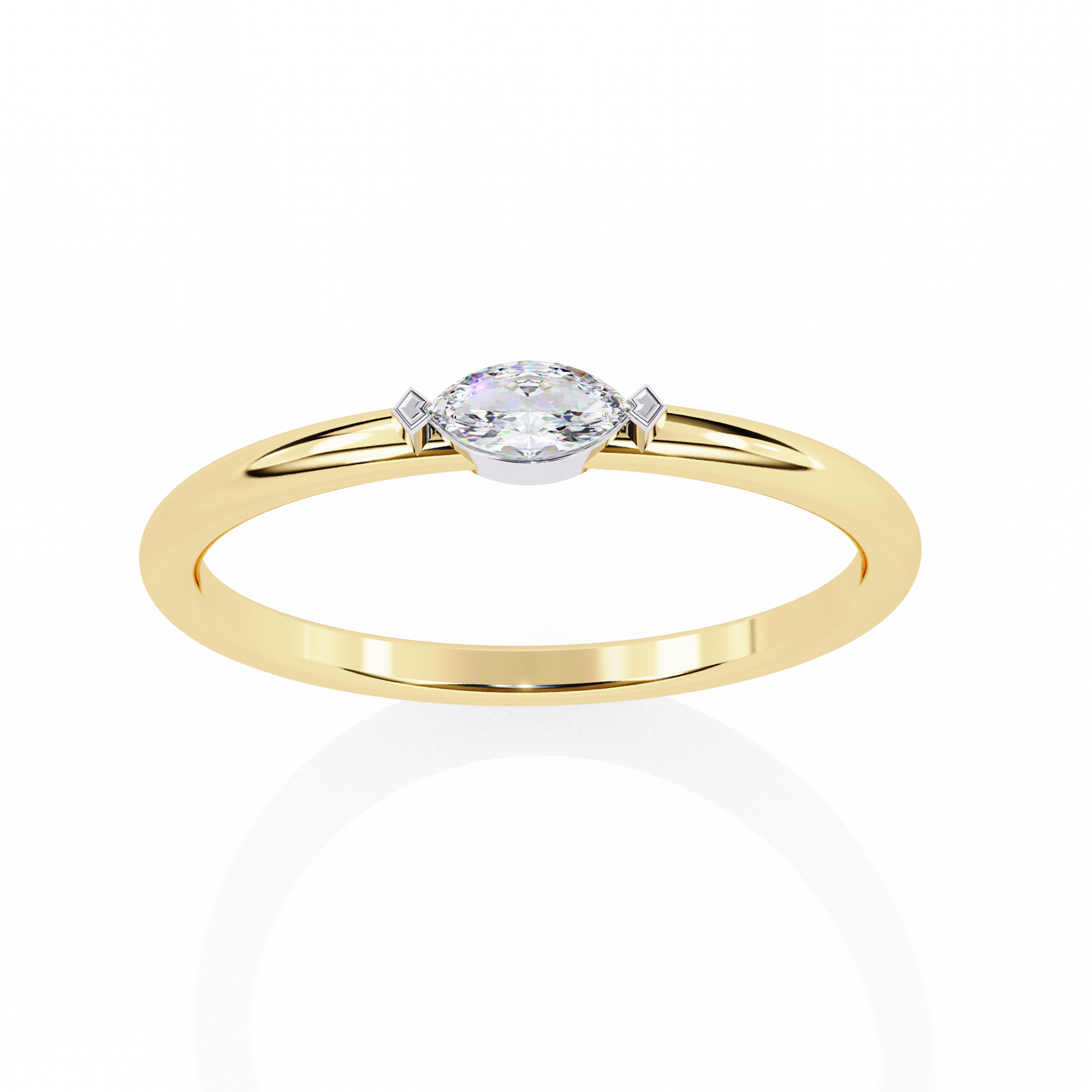 Marquise Solitaire Diamond Ring Yellow Gold 